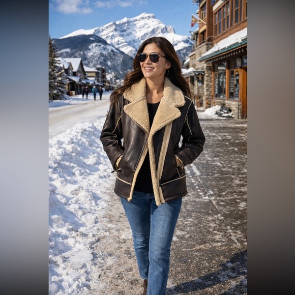 Anthropologie Jackets & Blazers - Anthropologie NWT Pilcro Faux-Leather Sherpa-Lined Jacket size M.